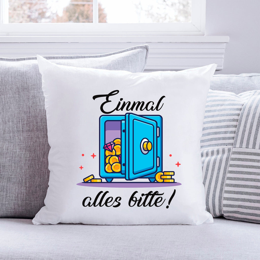 Bedrucktes Kissen mit Spruch Einmal alles bitte