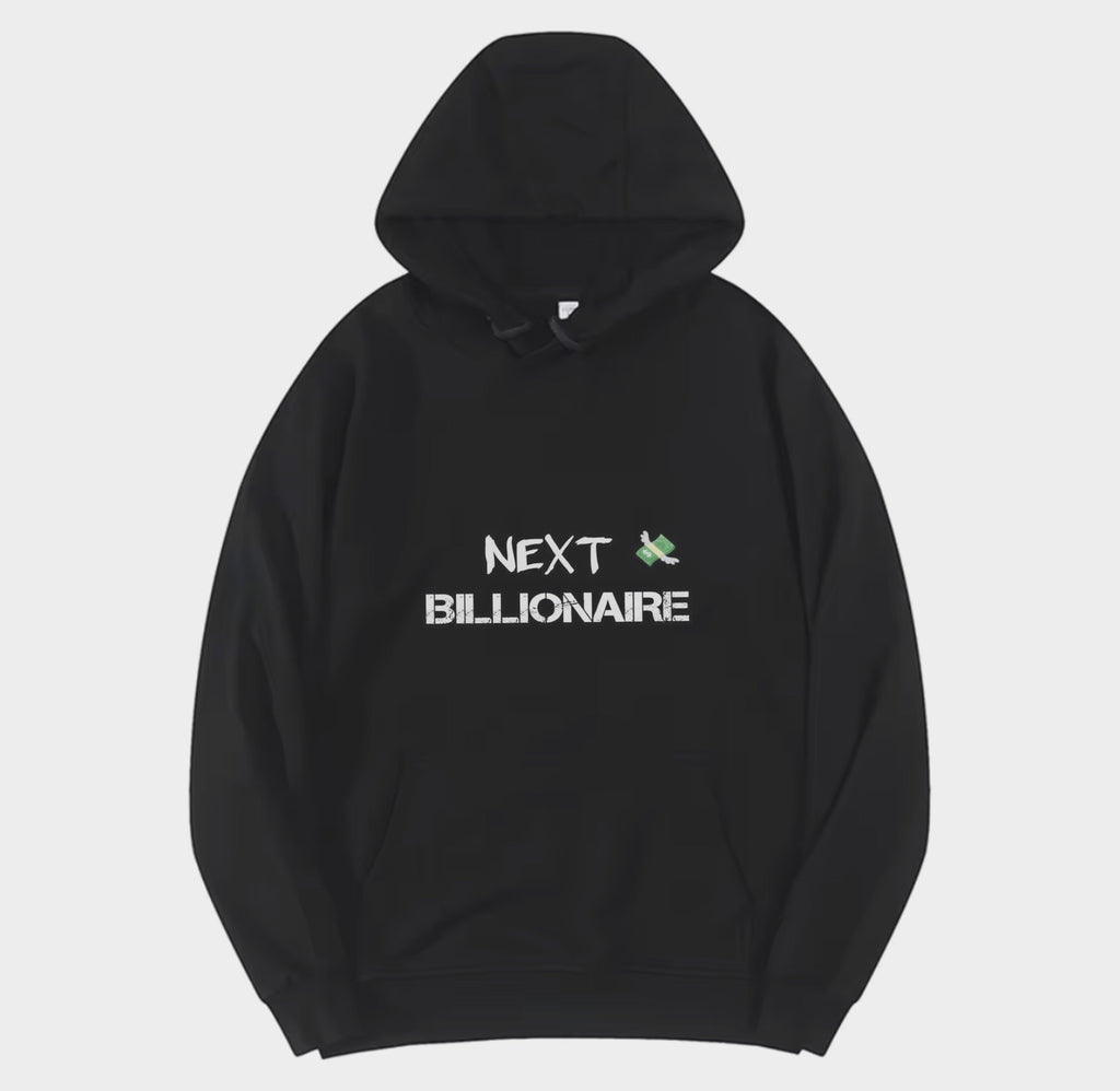 Motivational Line,NEXT BILLIONAIRE,New fashionable round neck hoodie
