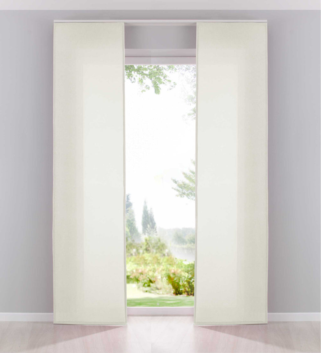 2er Pack Flächenvorhänge Schiebegardinen »PALERMO«  komplett Set Cationic blickdicht Leinen Optik natura seidenmatt Landhaus Stil 204411-2