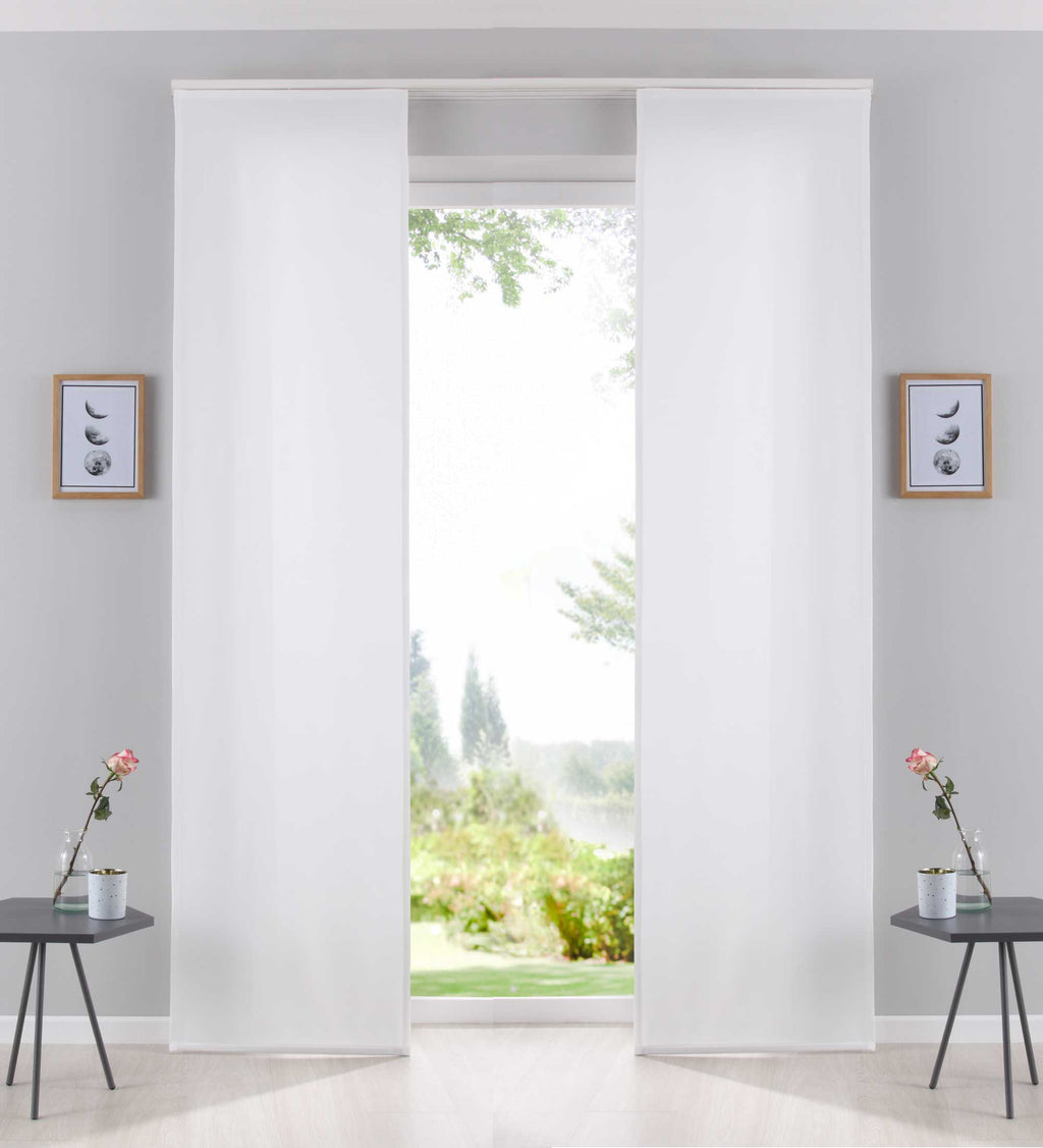 2er Pack Flächenvorhänge Schiebegardinen »PALERMO«  komplett Set Cationic blickdicht Leinen Optik natura seidenmatt Landhaus Stil 204411-2