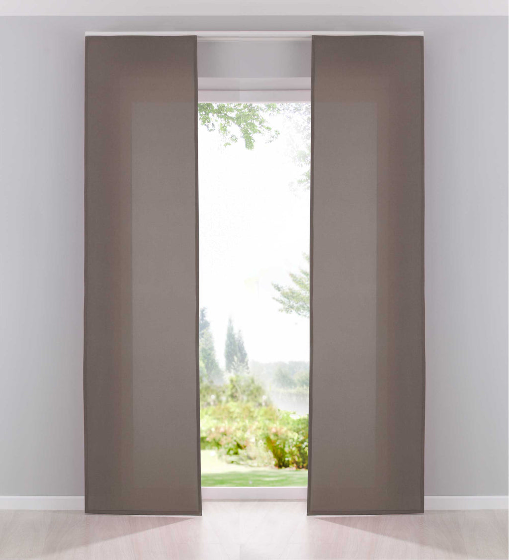 2er Pack Flächenvorhänge Schiebegardinen »PALERMO«  komplett Set Cationic blickdicht Leinen Optik natura seidenmatt Landhaus Stil 204411-2