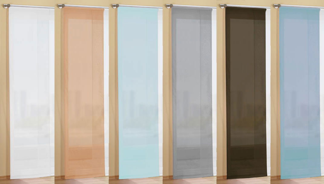 Flächenvorhang Schiebegardine Voile Uni transparent mit Paneelwagen und Beschwerungsstange 80600