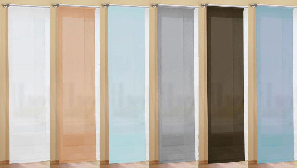 Flächenvorhang Schiebegardine Voile Uni transparent mit Paneelwagen und Beschwerungsstange 80600