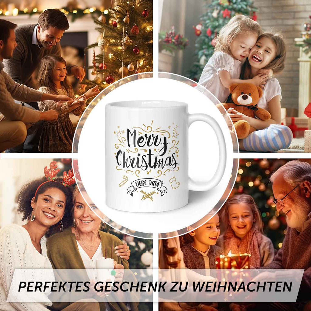 Bedruckte Tasse mit Weihnachtsmotiv im Merry Christmas Liebe Oma Design