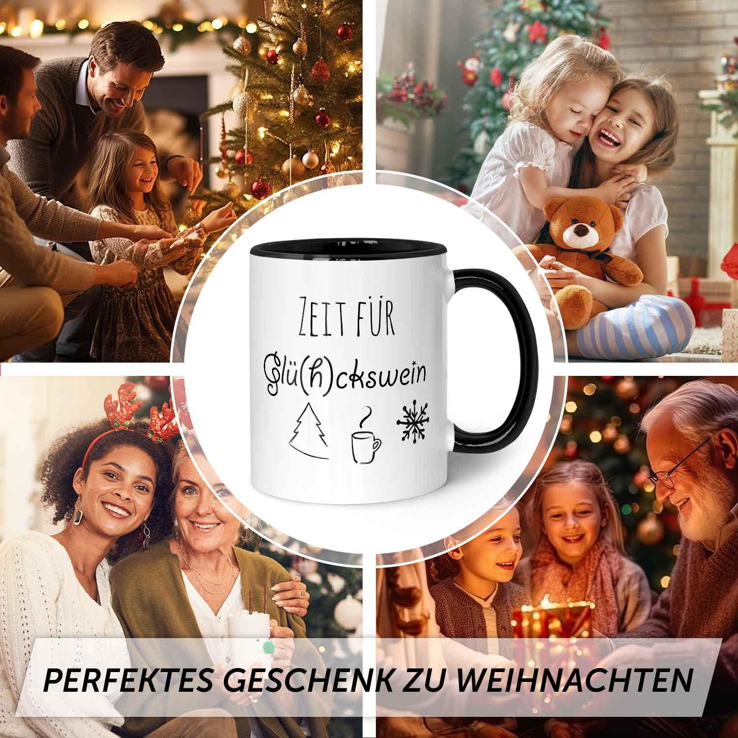 Bedruckte Tasse mit Weihnachtsmotiv - Zeit für Glühckswein
