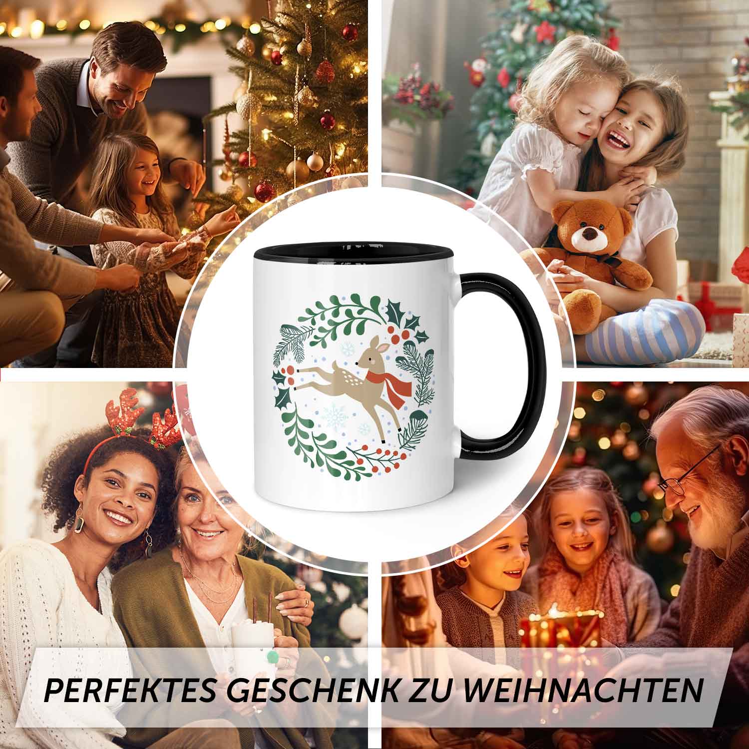 Bedruckte Tasse mit Weihnachtsmotiv - Winterreh