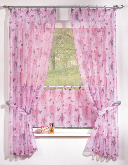 GIRL Trendy Pink 5 Tlg. Gardinen Set, transparent 18002