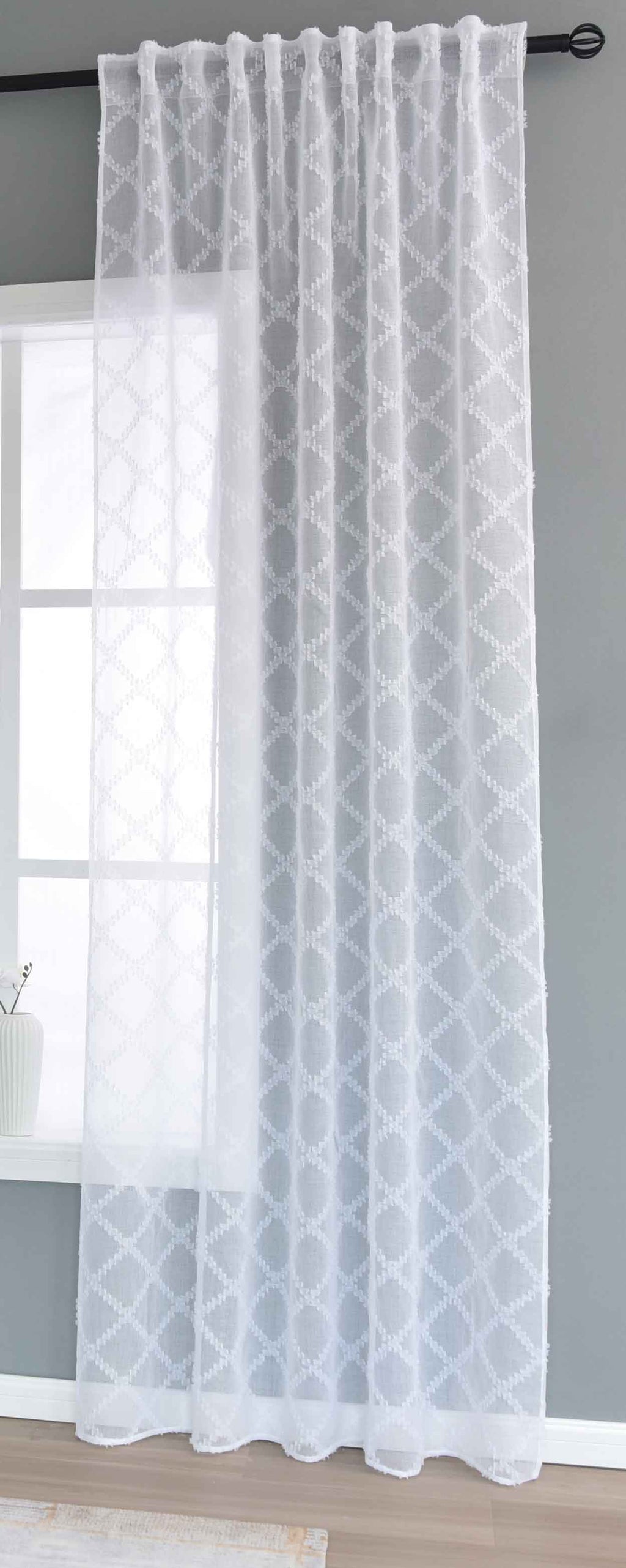 Gardine HxB 245x140 cm Natur Diamond »VALENCIA« Multiband Aufhängung Scherli Transparent Leinen-Optik 2023430
