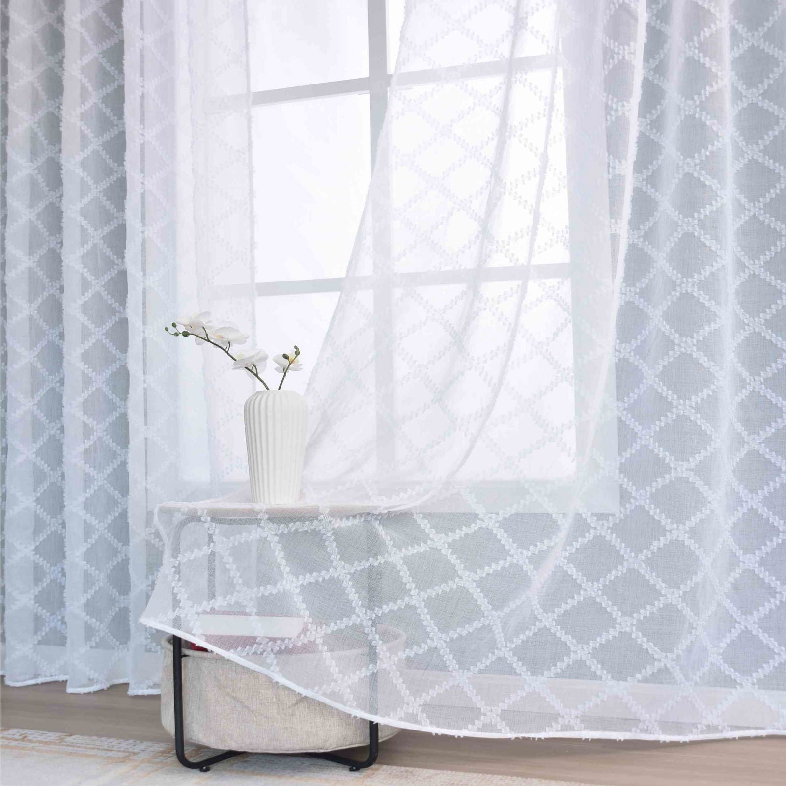 Gardine HxB 245x140 cm Natur Diamond »VALENCIA« Multiband Aufhängung Scherli Transparent Leinen-Optik 2023430