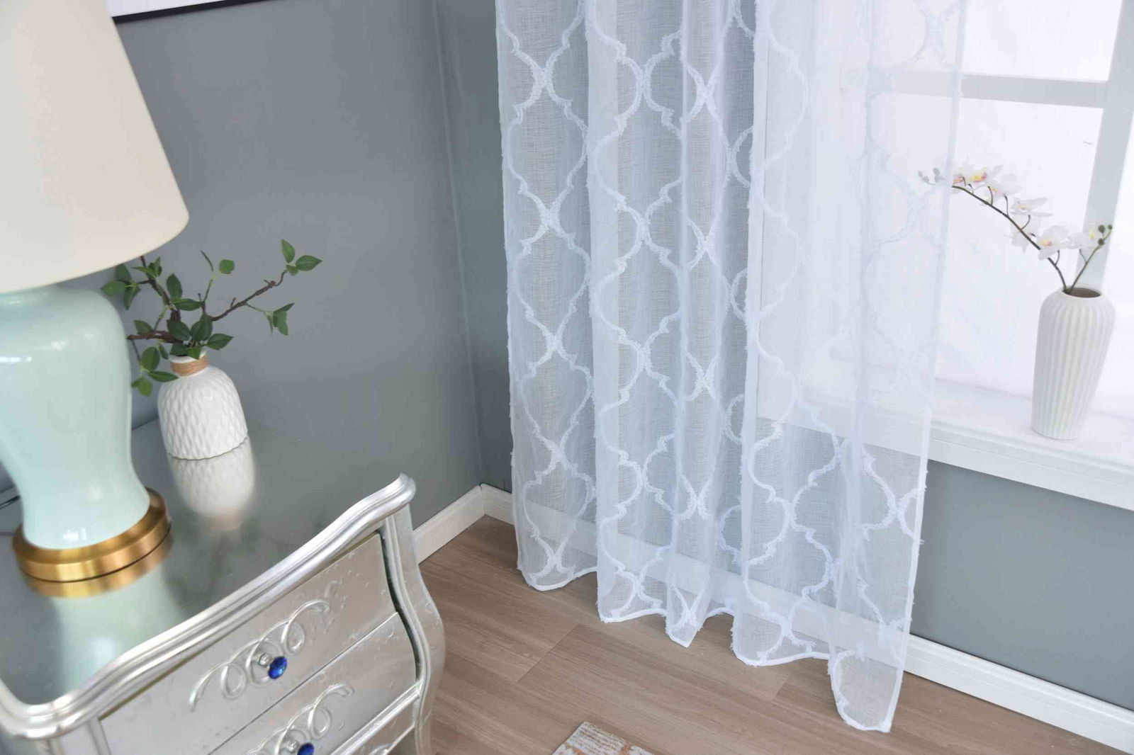 Gardine HxB 245x140 cm Natur Lacework »VALENCIA« Multiband Aufhängung Scherli Transparent Leinen-Optik 2023440