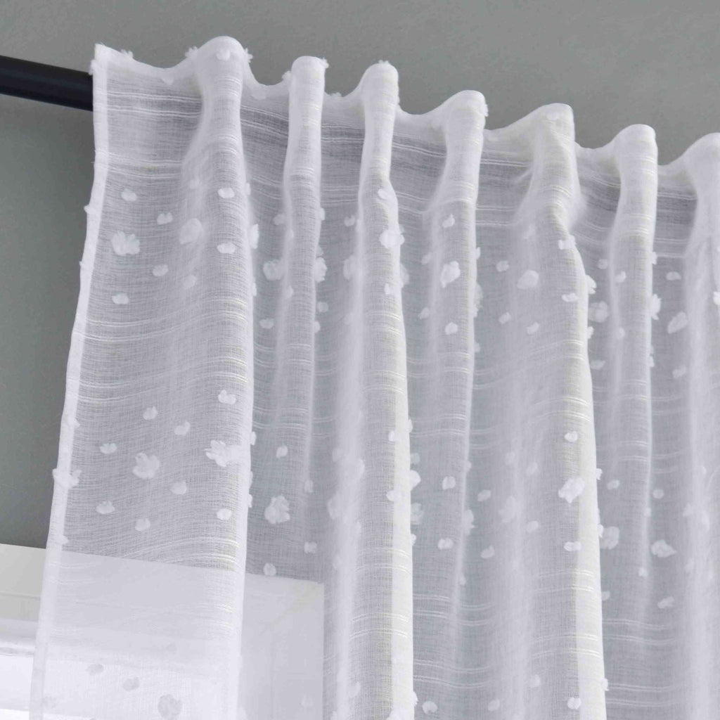 Gardine  HxB 245x140 cm Natur Pompom »VALENCIA« Multiband Aufhängung Scherli Transparent Leinen-Optik 2023400