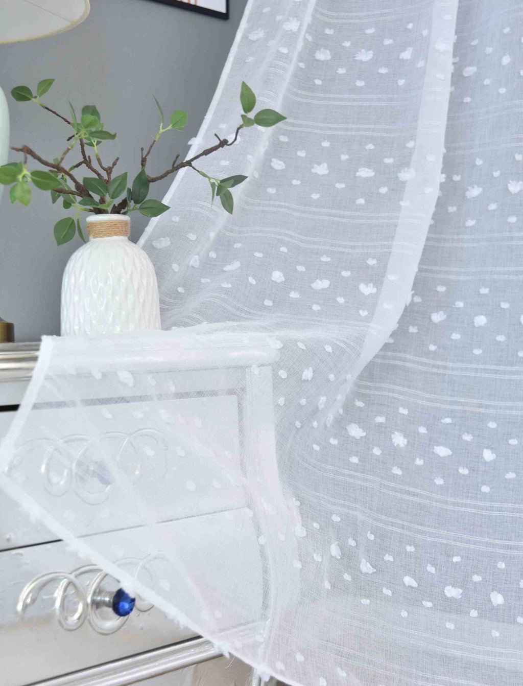 Gardine  HxB 245x140 cm Natur Pompom »VALENCIA« Multiband Aufhängung Scherli Transparent Leinen-Optik 2023400