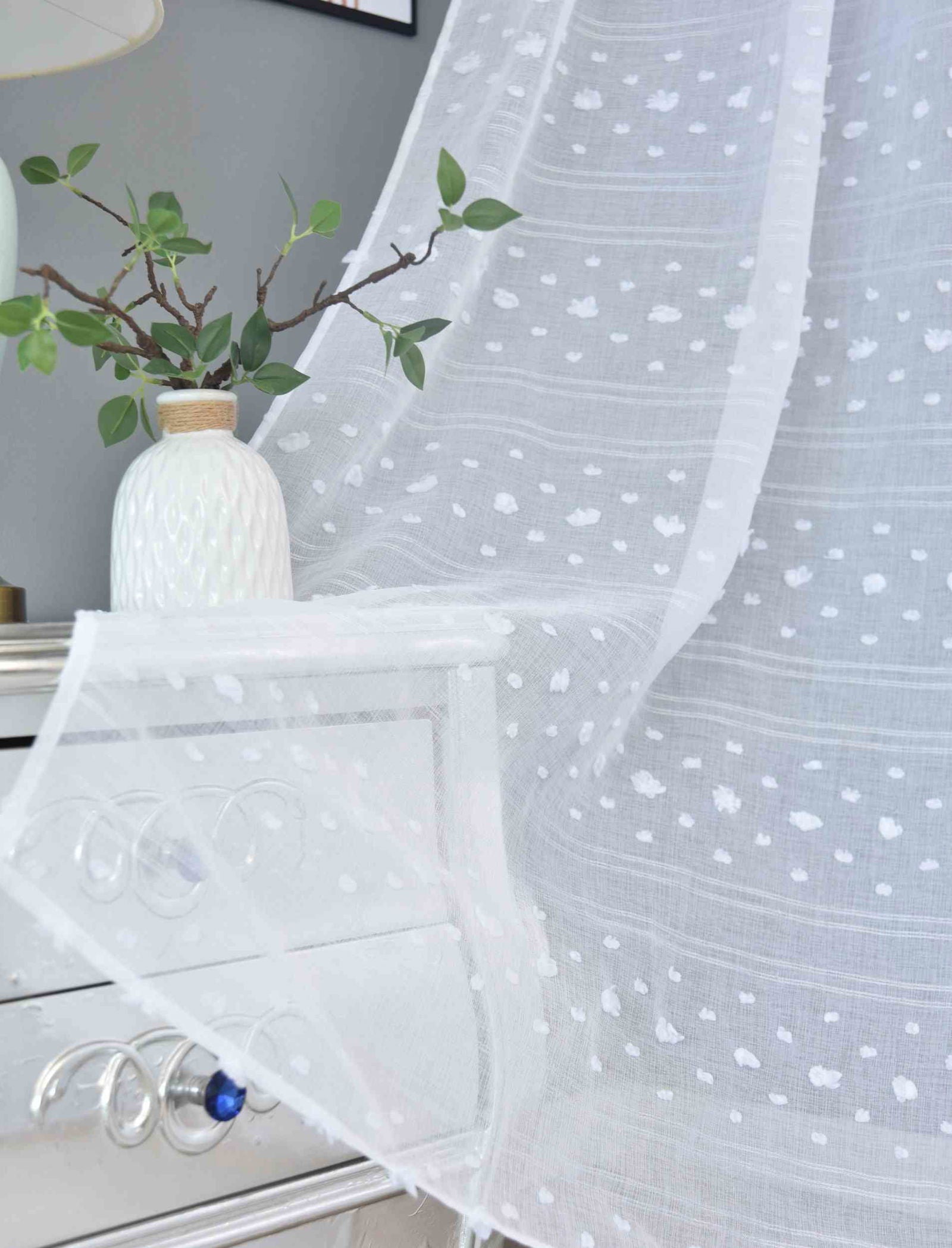 Gardine  HxB 245x140 cm Natur Pompom »VALENCIA« Multiband Aufhängung Scherli Transparent Leinen-Optik 2023400