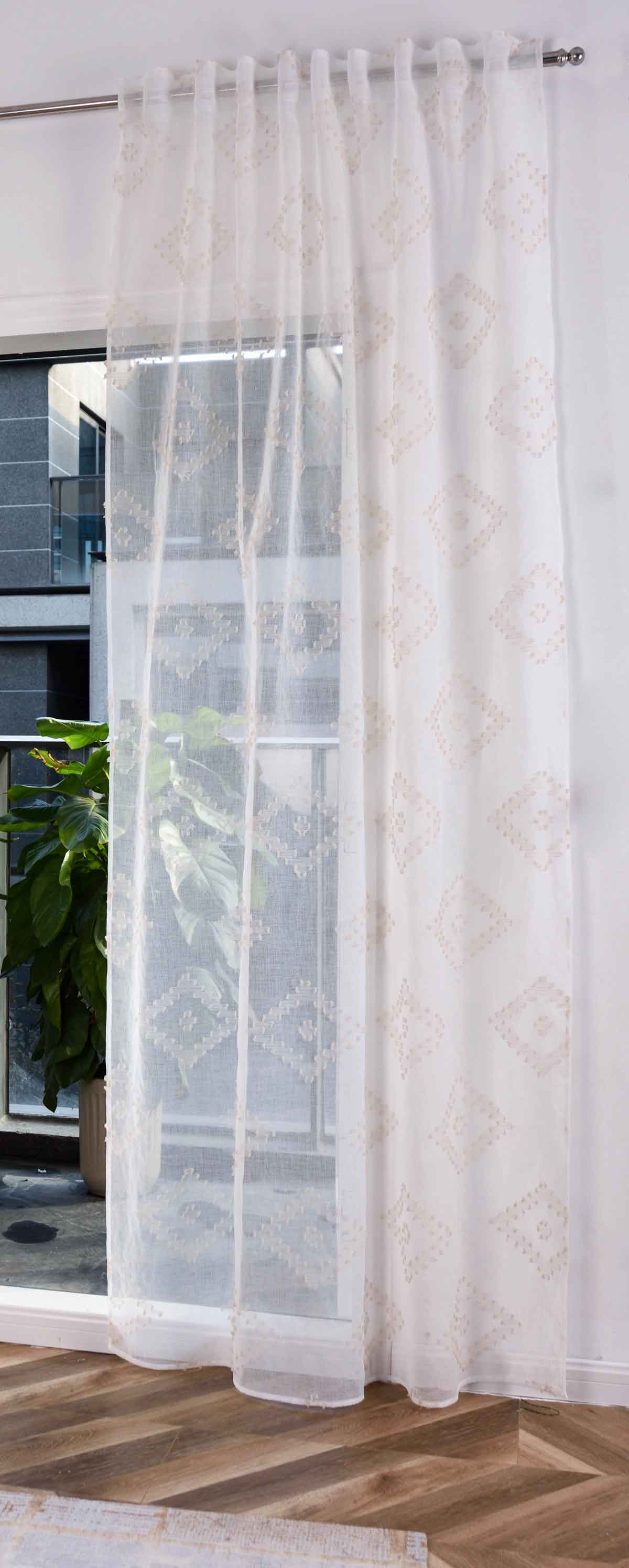 Gardine HxB 245x140 cm Natur Taupe Chevron »VALENCIA« Multiband Aufhängung Scherli Transparent Leinen-Optik 2023460