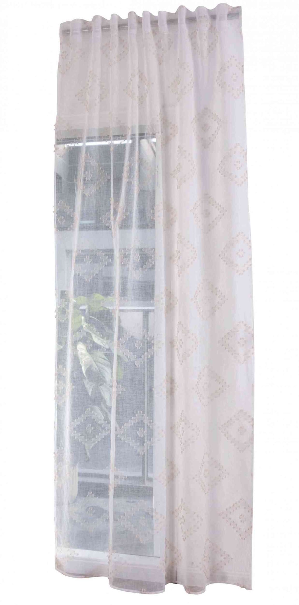 Gardine HxB 245x140 cm Natur Taupe Chevron »VALENCIA« Multiband Aufhängung Scherli Transparent Leinen-Optik 2023460