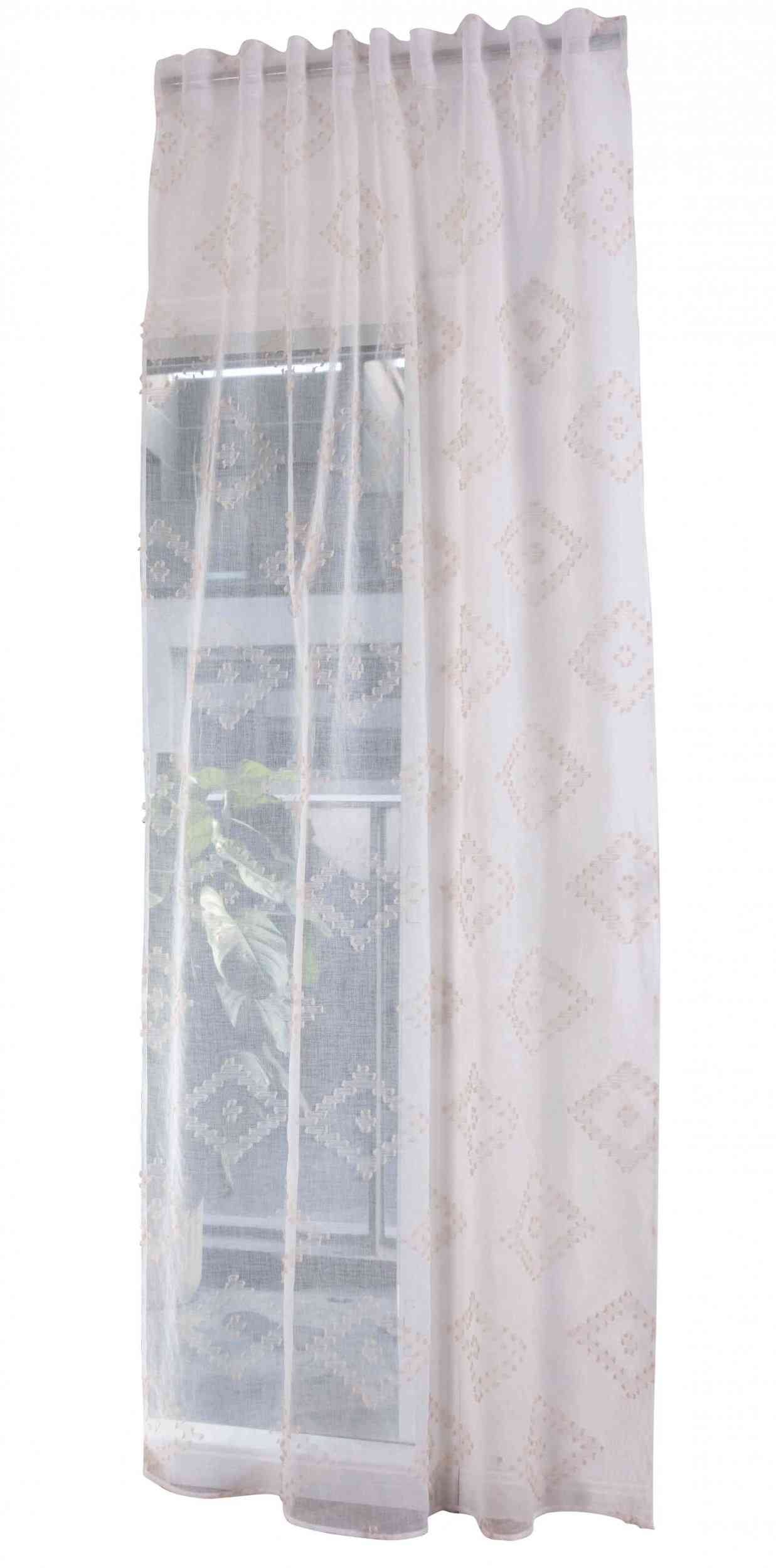 Gardine HxB 245x140 cm Natur Taupe Chevron »VALENCIA« Multiband Aufhängung Scherli Transparent Leinen-Optik 2023460