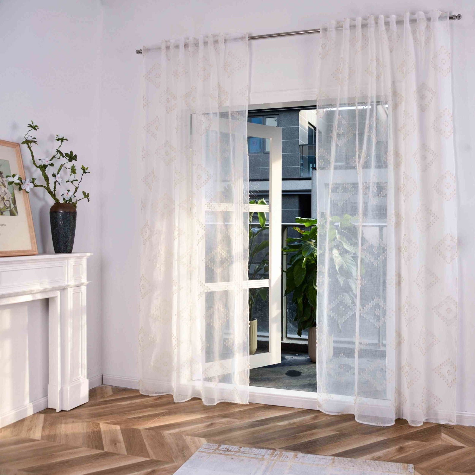 Gardine HxB 245x140 cm Natur Taupe Chevron »VALENCIA« Multiband Aufhängung Scherli Transparent Leinen-Optik 2023460
