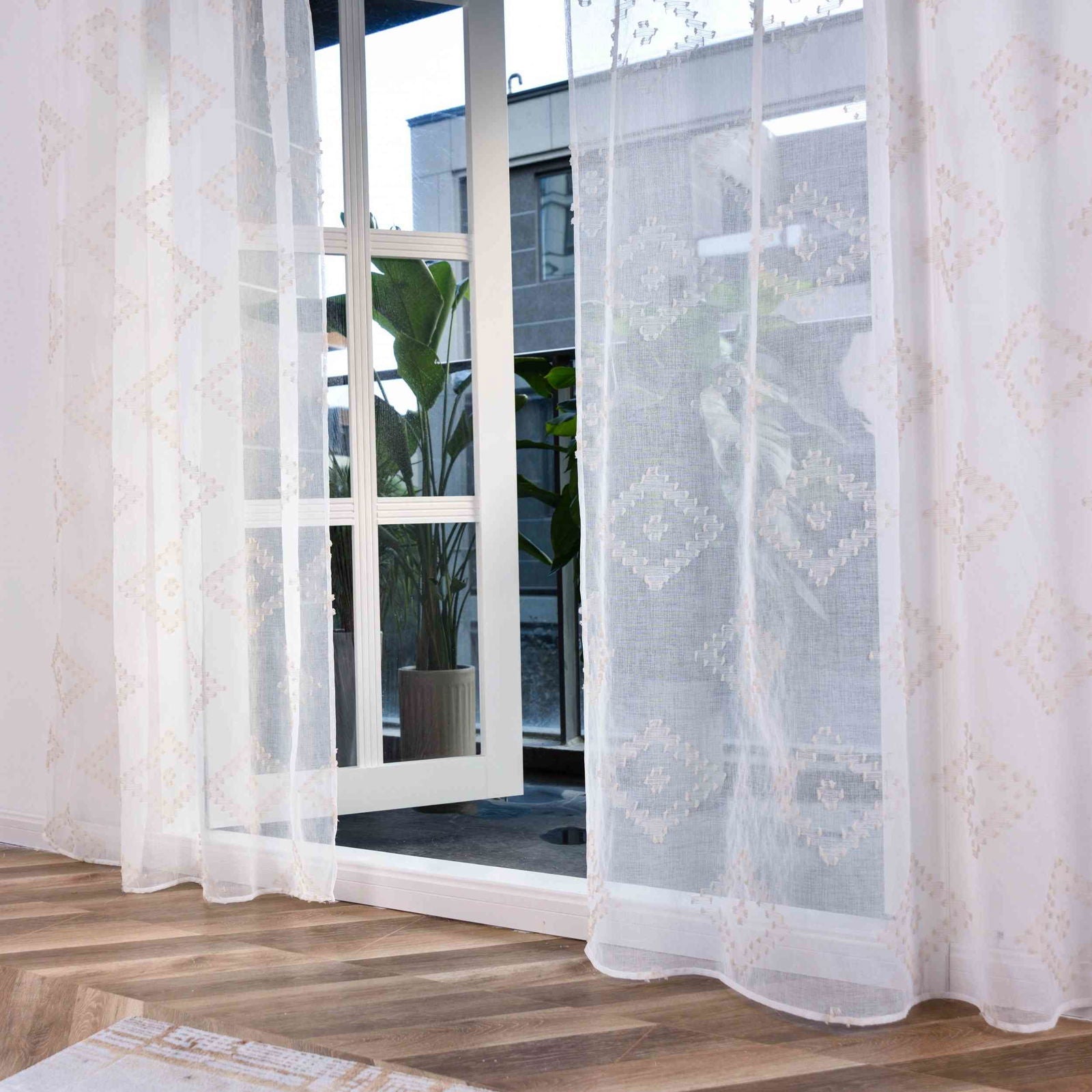 Gardine HxB 245x140 cm Natur Taupe Chevron »VALENCIA« Multiband Aufhängung Scherli Transparent Leinen-Optik 2023460