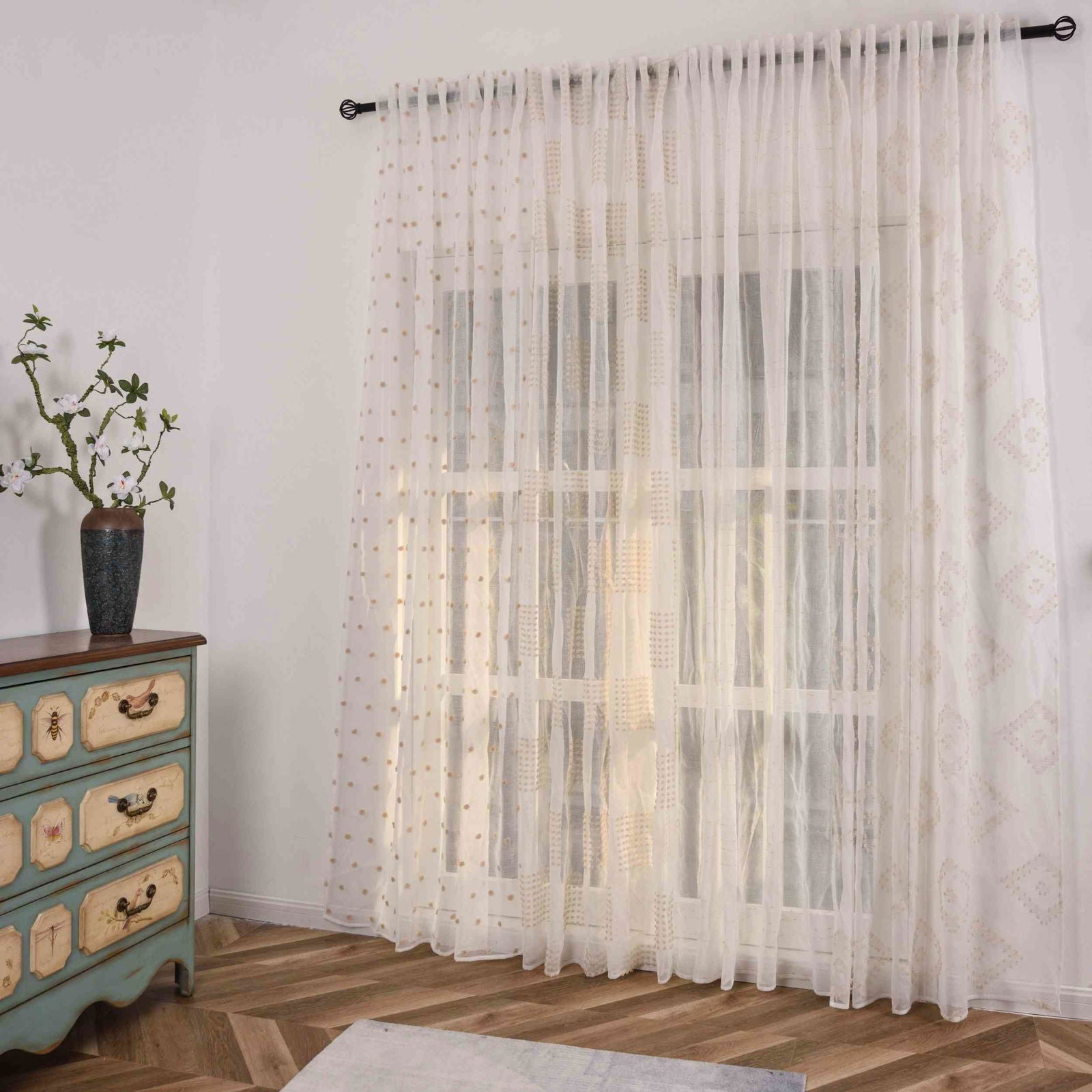 Gardine HxB 245x140 cm Natur Taupe Chevron »VALENCIA« Multiband Aufhängung Scherli Transparent Leinen-Optik 2023460