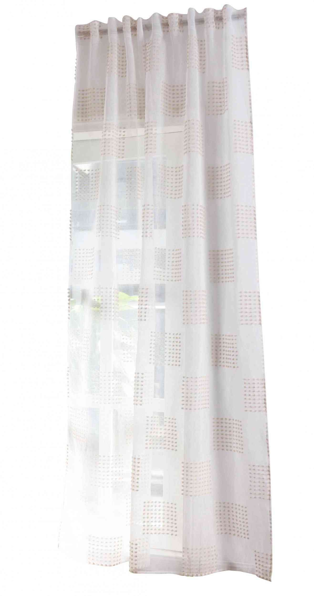 Gardine HxB 245x140 cm Natur Taupe Geo »VALENCIA« Multiband Aufhängung Scherli Transparent Leinen-Optik 2023480