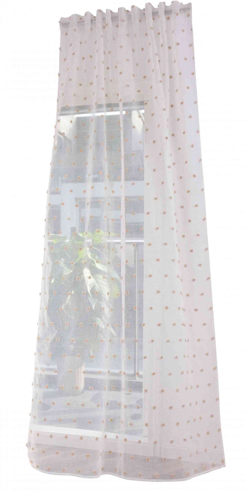 Gardine HxB 245x140 cm Natur Taupe Pompom »VALENCIA« Multiband Aufhängung Scherli Transparent Leinen-Optik 2023470