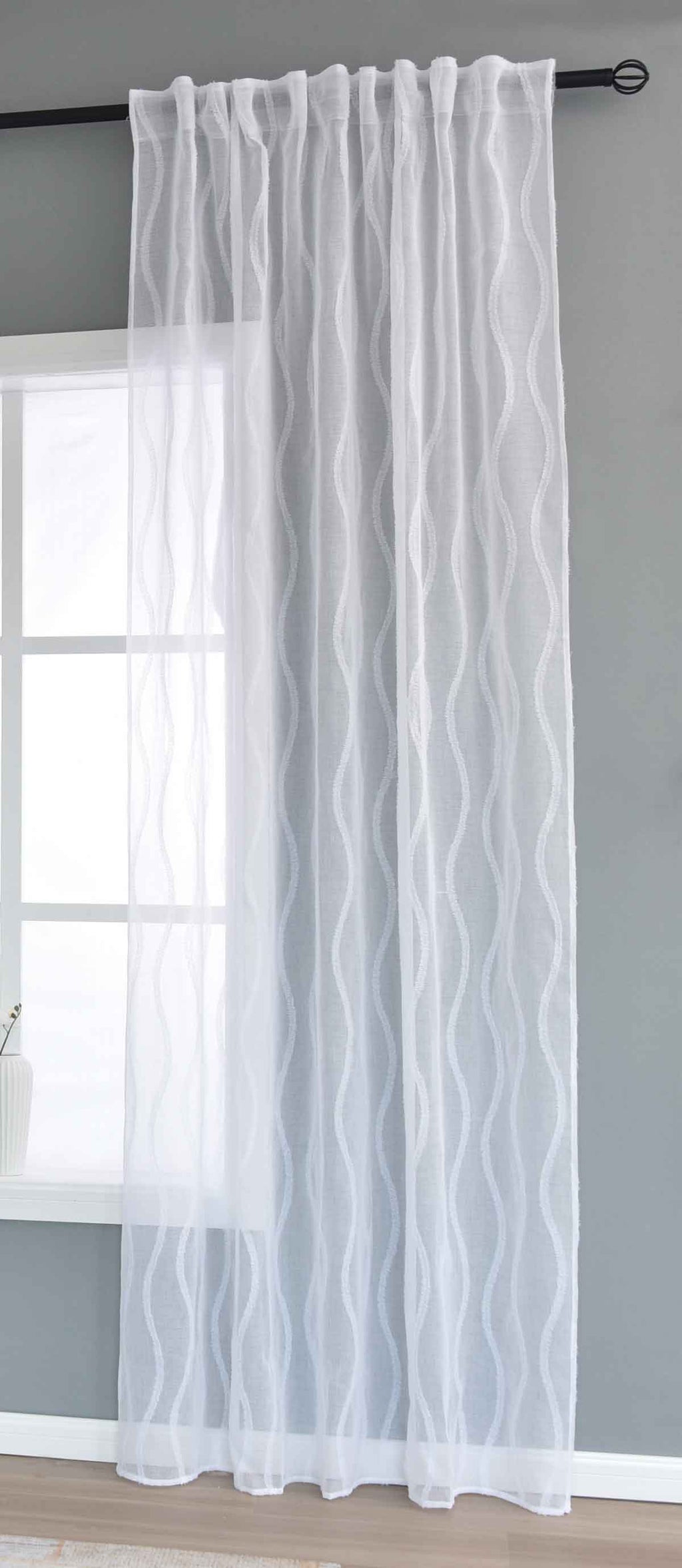 Gardine HxB 245x140 cm Natur Waves »VALENCIA« Multiband Aufhängung Scherli Transparent Leinen-Optik 2023420