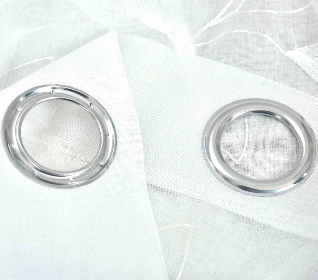 Gardine Leinenoptik  Metallösen »BAMBERG« zarte Stickerei Blattmuster lichtdurchlässig pflegeleicht 2023495