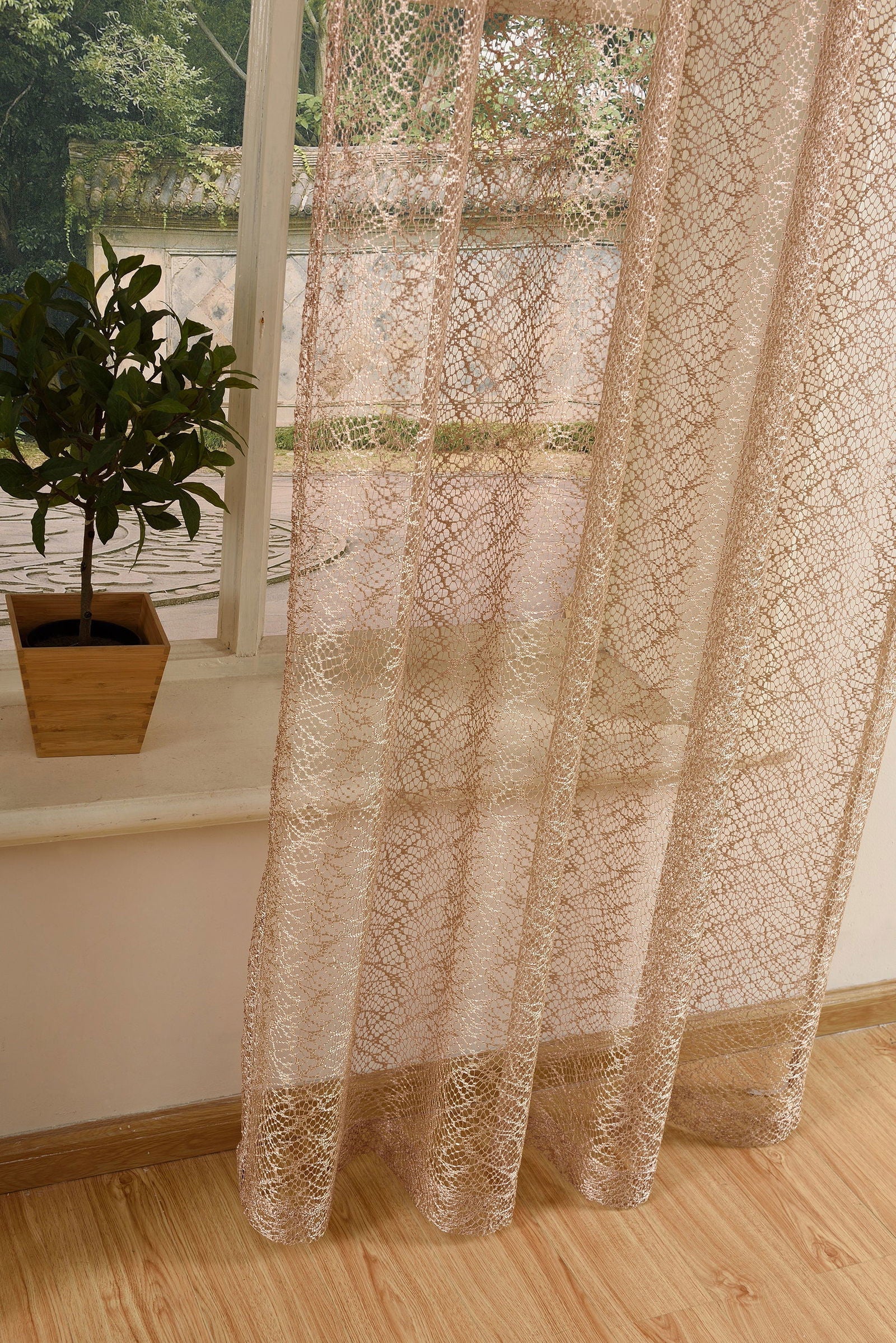 Gardine Netz Struktur mit Ösen einfarbig transparent Deko Vorhang Netzvorhang 203522
