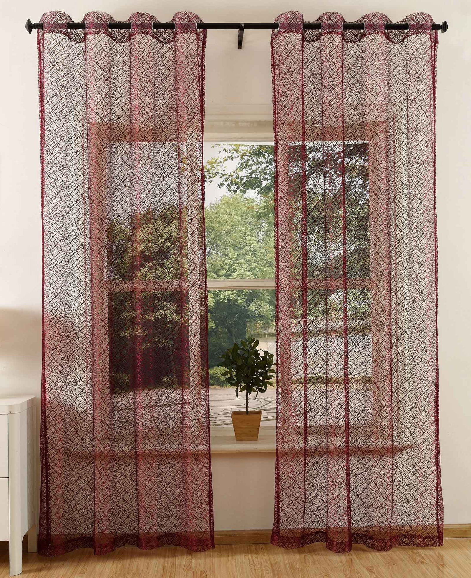 Gardine Netz Struktur mit Ösen einfarbig transparent Deko Vorhang Netzvorhang 203522