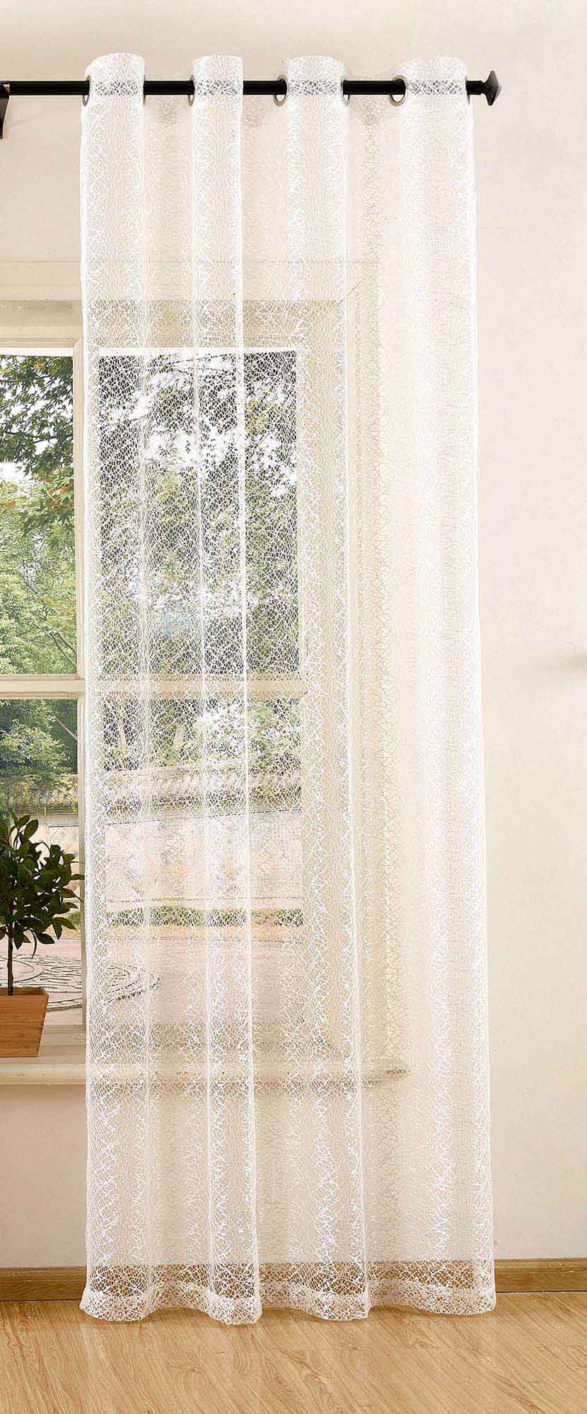 Gardine Netzvorhang mit Ösen einfarbig transparent Deko Vorhang Netz Struktur 20352