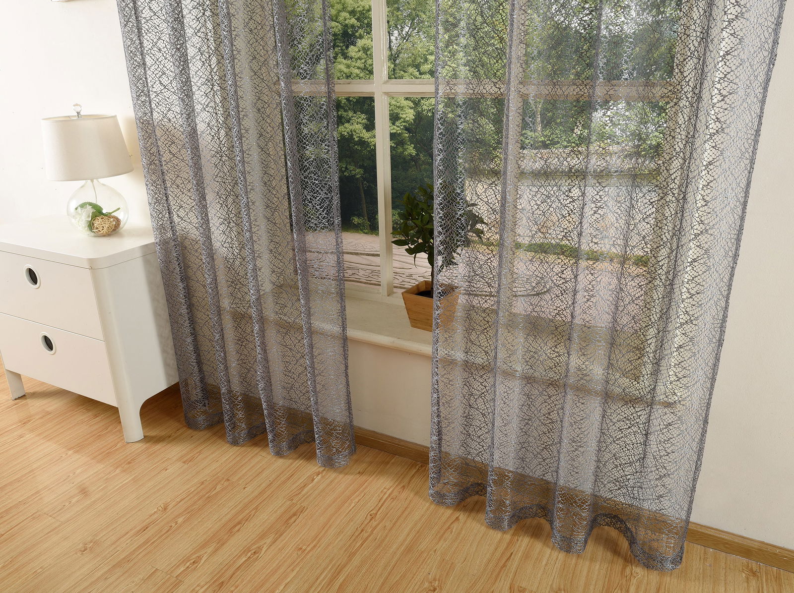 Gardine Netzvorhang mit Ösen einfarbig transparent Deko Vorhang Netz Struktur 20352