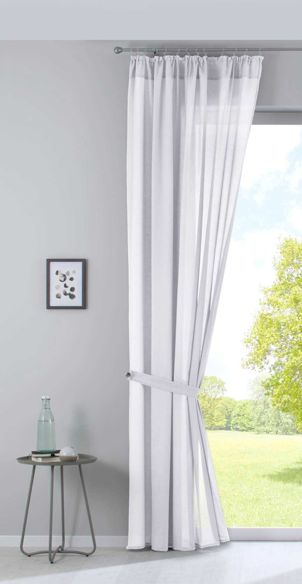 Gardine »Nizza« Baumwoll-Voile Halbvoile Transparent Store mit Gardinenband und Tuneldurchzug 2019031