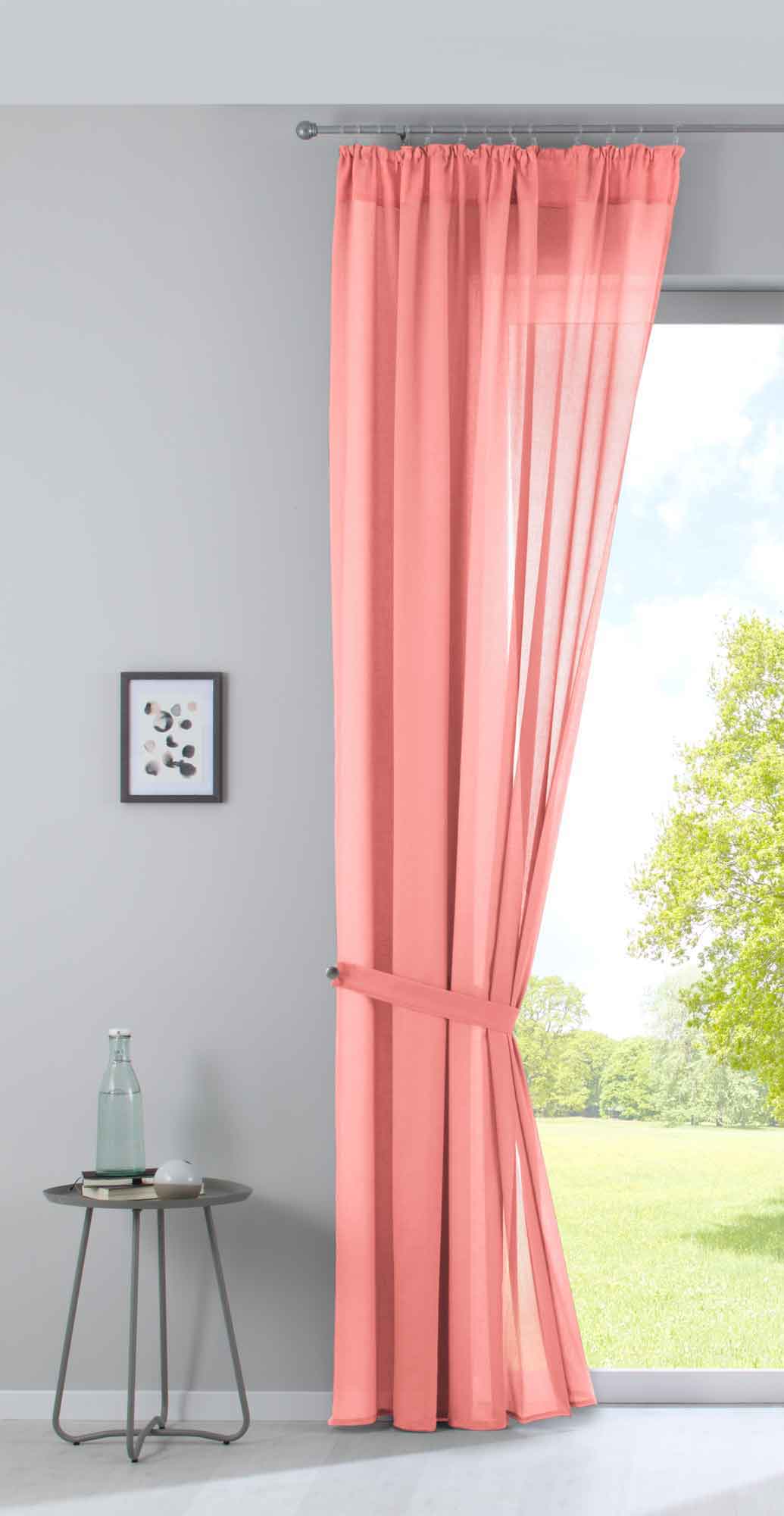 Gardine »Nizza« Baumwoll-Voile Halbvoile Transparent Store mit Gardinenband und Tuneldurchzug 2019031