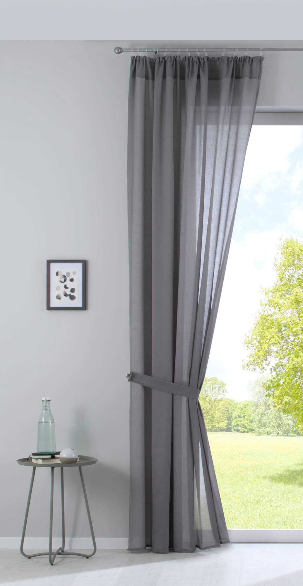 Gardine »Nizza« Baumwoll-Voile Halbvoile Transparent Store mit Gardinenband und Tuneldurchzug 2019031