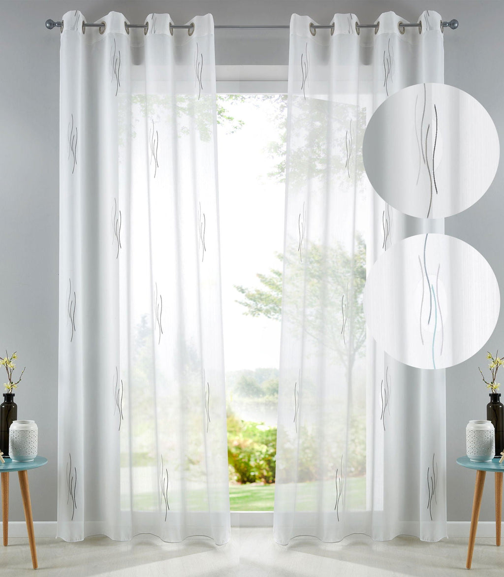 Gardine Ösen Jacquard Muster Kils Schal Sichtschutz Transparent Voile Lichtdurchlässig 10000140