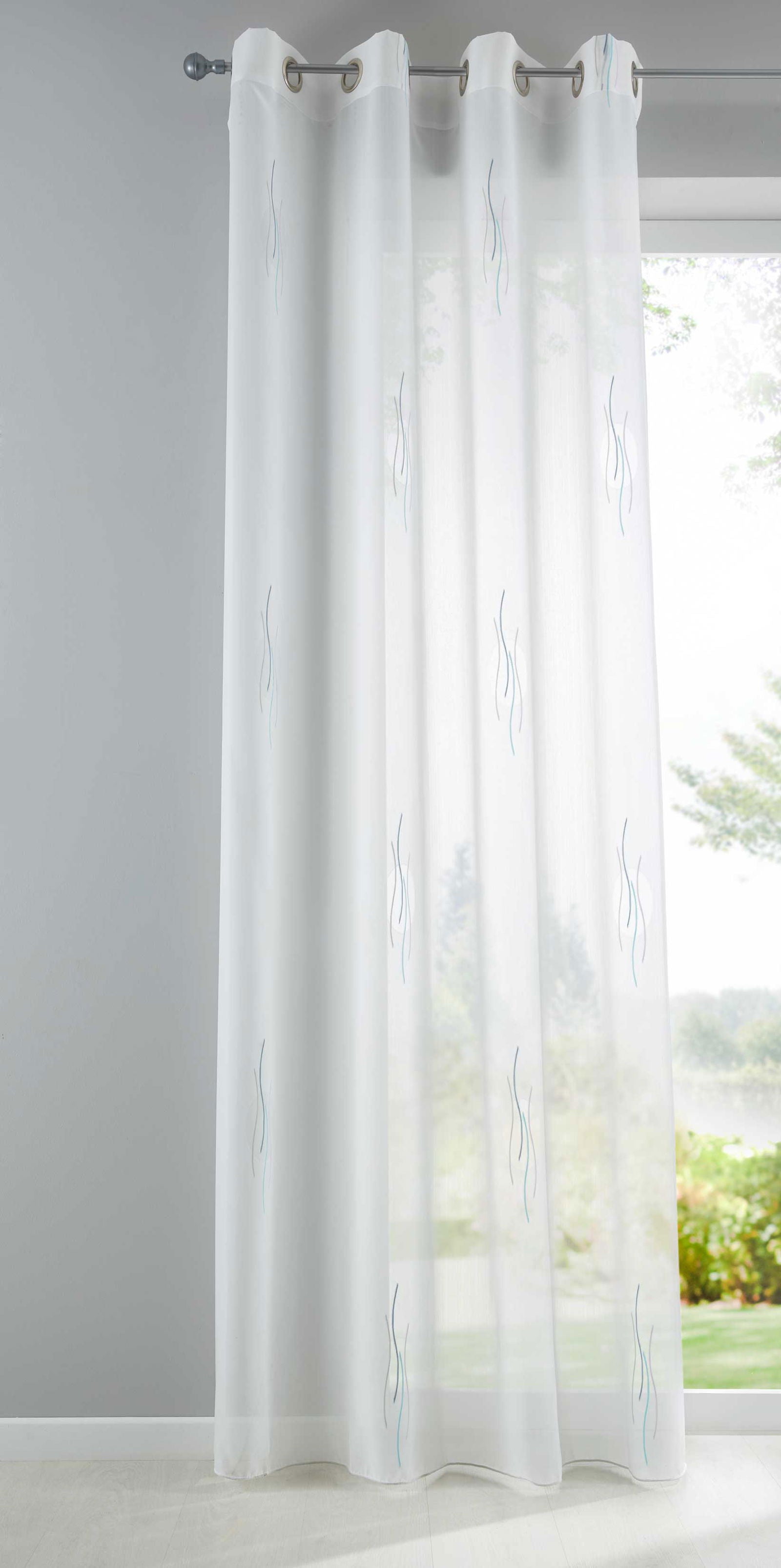 Gardine Ösen Jacquard Muster Kils Schal Sichtschutz Transparent Voile Lichtdurchlässig 10000140