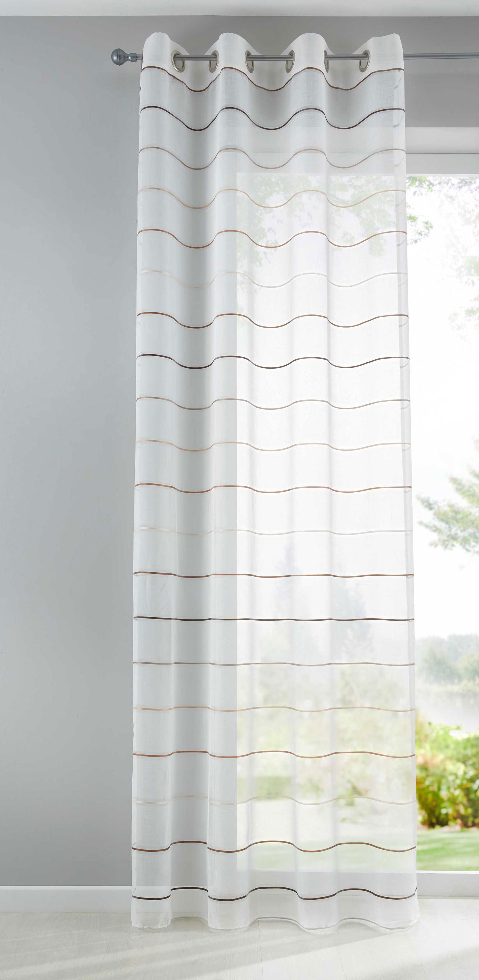 Gardine Ösen Querstreifen Design Aydin Schal Transparent Sichtschutz Modern Jacquard 10000139