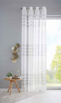 Gardine Ösen Vorhang Streifen Gewebt »LINEN« HxB 245x140cm Naturweiß Grau Ösenschal Batist Halbttransparent Webstreifen 2022310