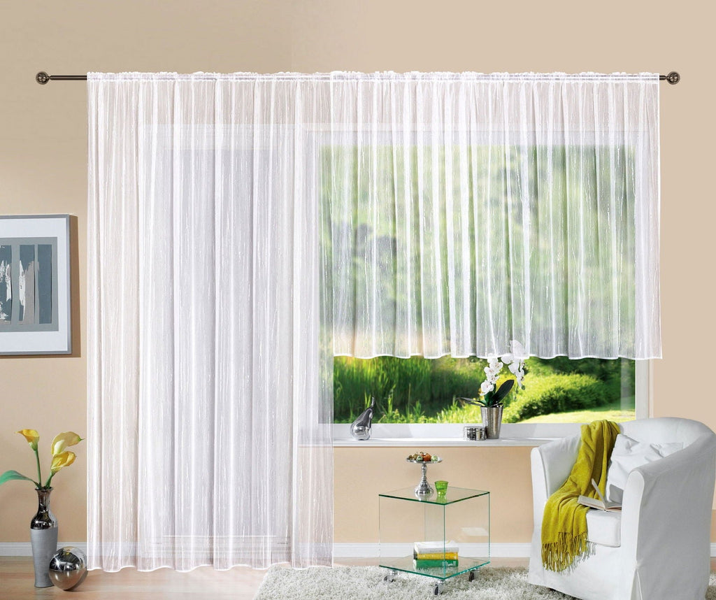 Gardine Store Jacquard Isabella Kräuselband Universalband Weiß Längsstreifen Transparent Raschel-Gewebe Vorhang Wohnzimmer 13145