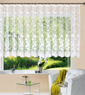 Gardine Store Jacquard Koblenz Kräuselband Universalband Weiß Blumenmuster Transparent Raschel-Gewebe Vorhang Wohnzimmer 13146