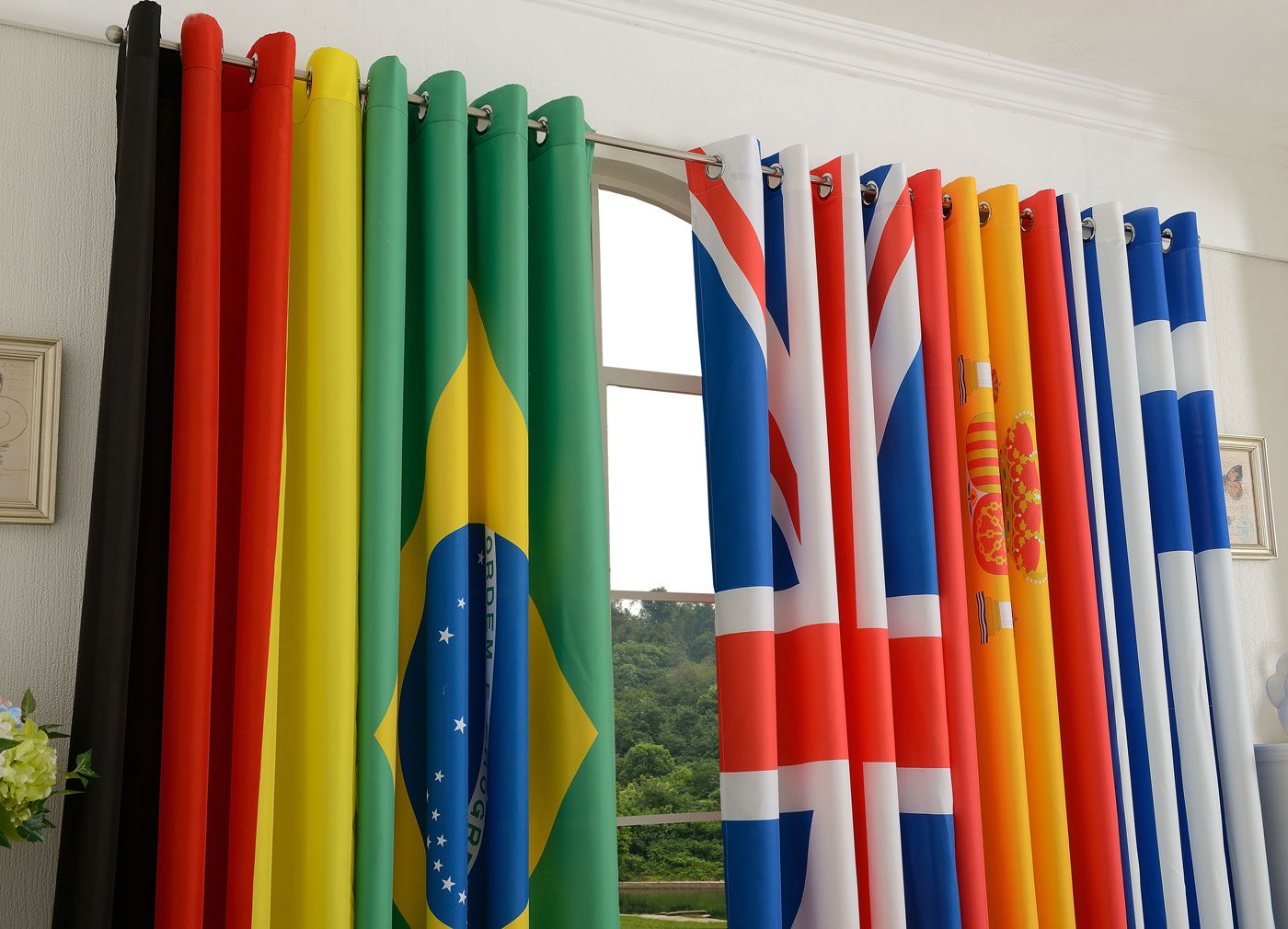Gardine Vorhang Ösenschal »GLOBAL« Flagge Fußball Fan Flag Banner Landesfarben 20360