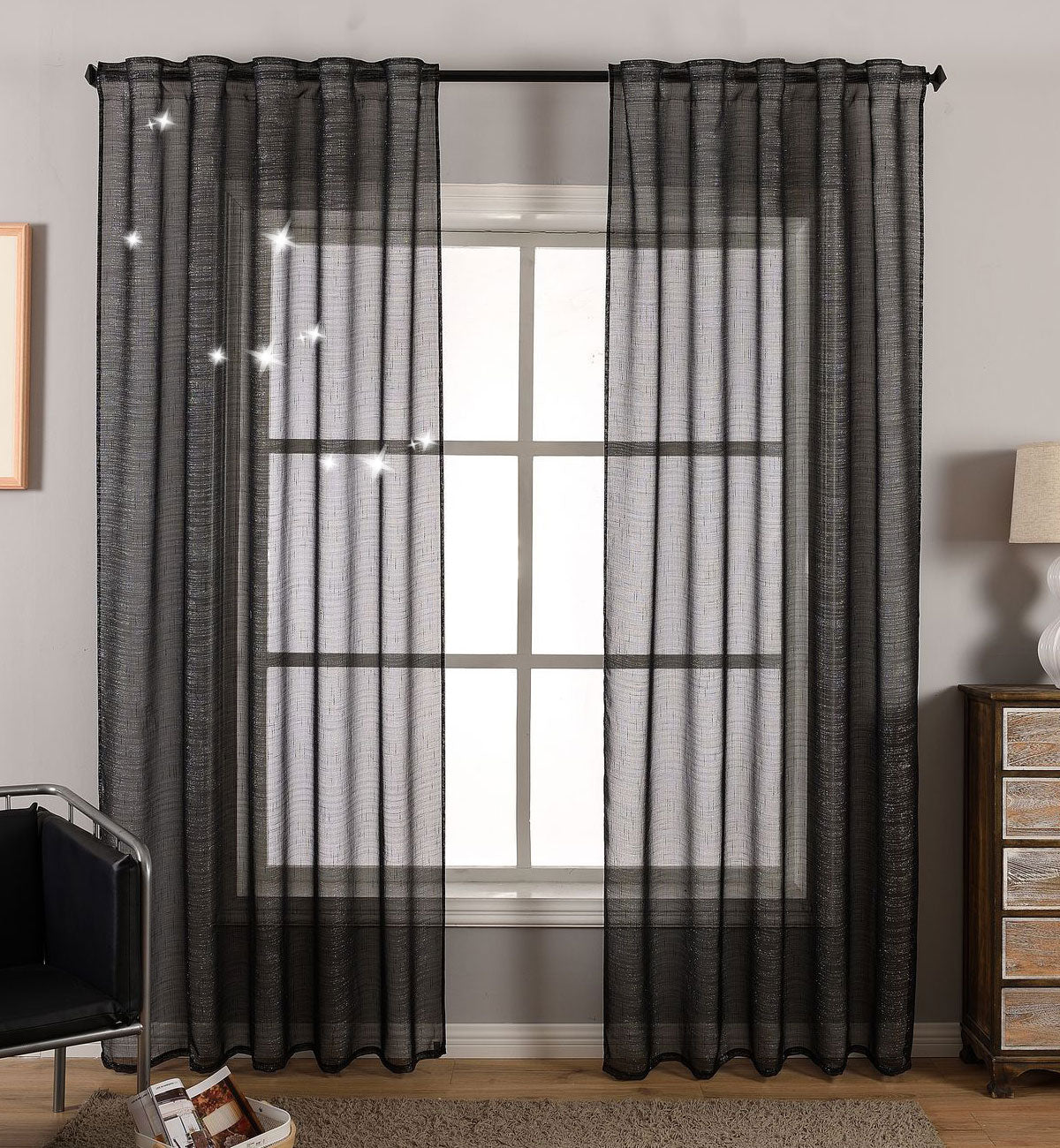 Gardine Vorhang Schal Transparent verdeckte Schlaufen Lurex Garn glänzend (Höhe x Breite cm) 204772