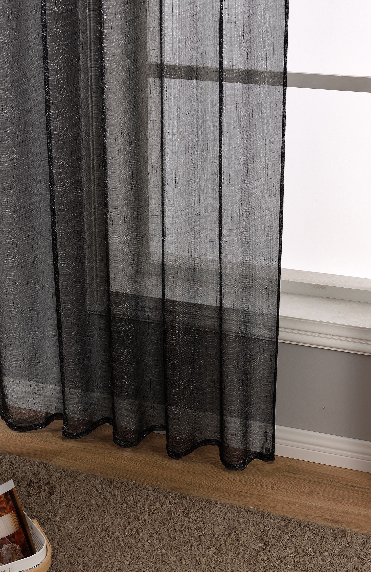 Gardine Vorhang Schal Transparent verdeckte Schlaufen Lurex Garn glänzend (Höhe x Breite cm) 204772
