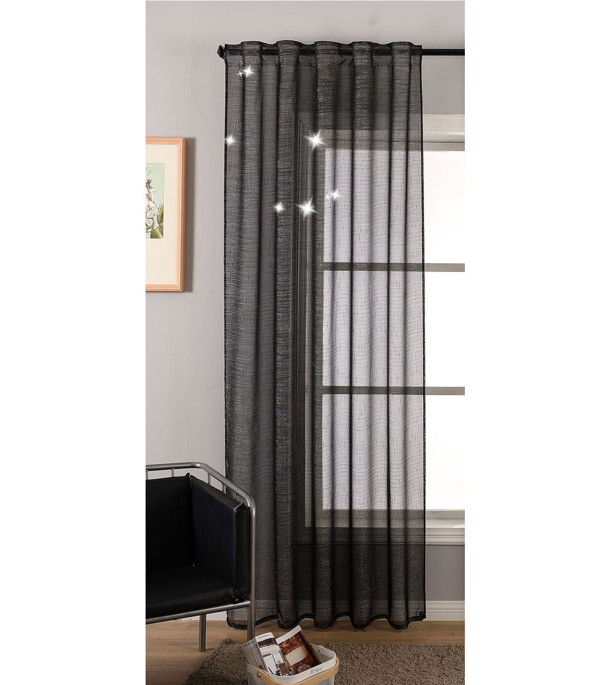 Gardine Vorhang Schal Transparent verdeckte Schlaufen Lurex Garn glänzend (Höhe x Breite cm) 204772