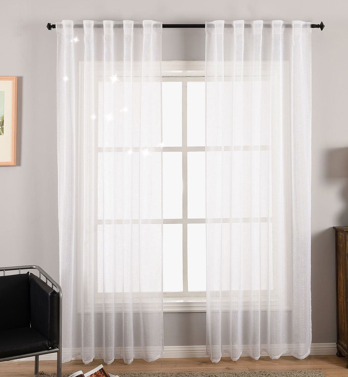 Gardine Vorhang Schal Transparent verdeckte Schlaufen Lurex Garn glänzend (Höhe x Breite cm) 204772