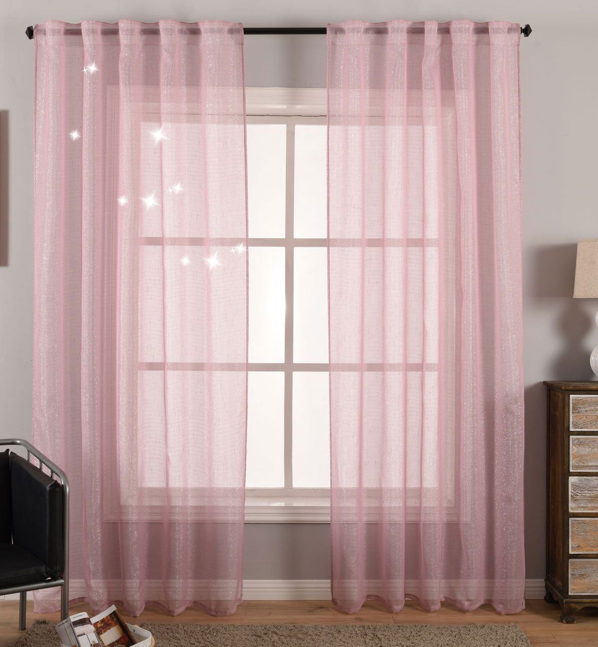 Gardine Vorhang Schal Transparent verdeckte Schlaufen Lurex Garn glänzend (Höhe x Breite cm) 204772