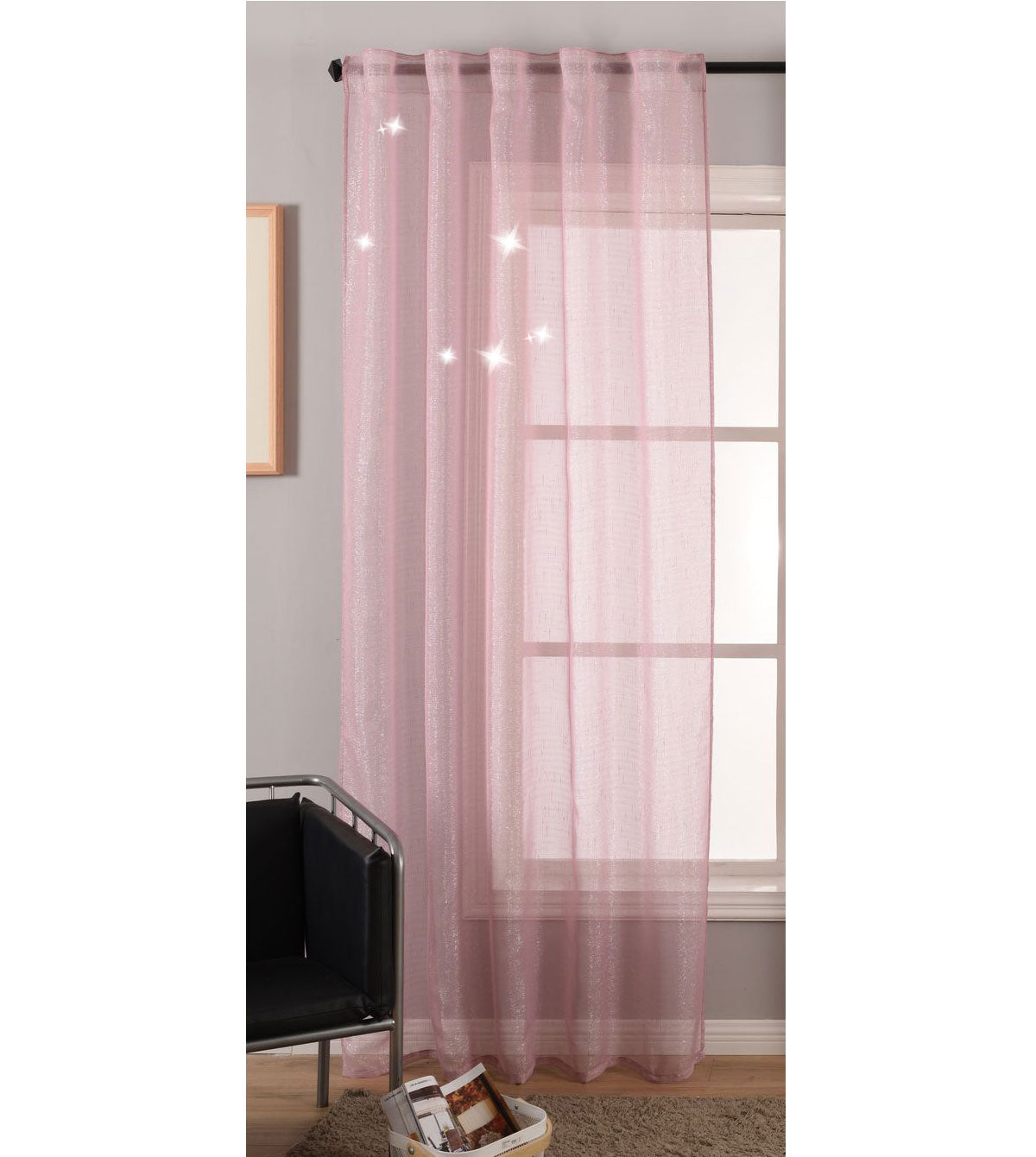 Gardine Vorhang Schal Transparent verdeckte Schlaufen Lurex Garn glänzend (Höhe x Breite cm) 204772