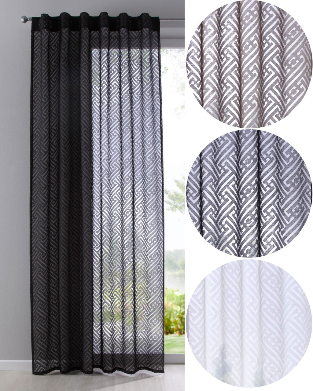 Gardine Vorhang Schal verdeckte Schlaufen Ausbrenner Qulität modern mit abstraktem Muster 63000