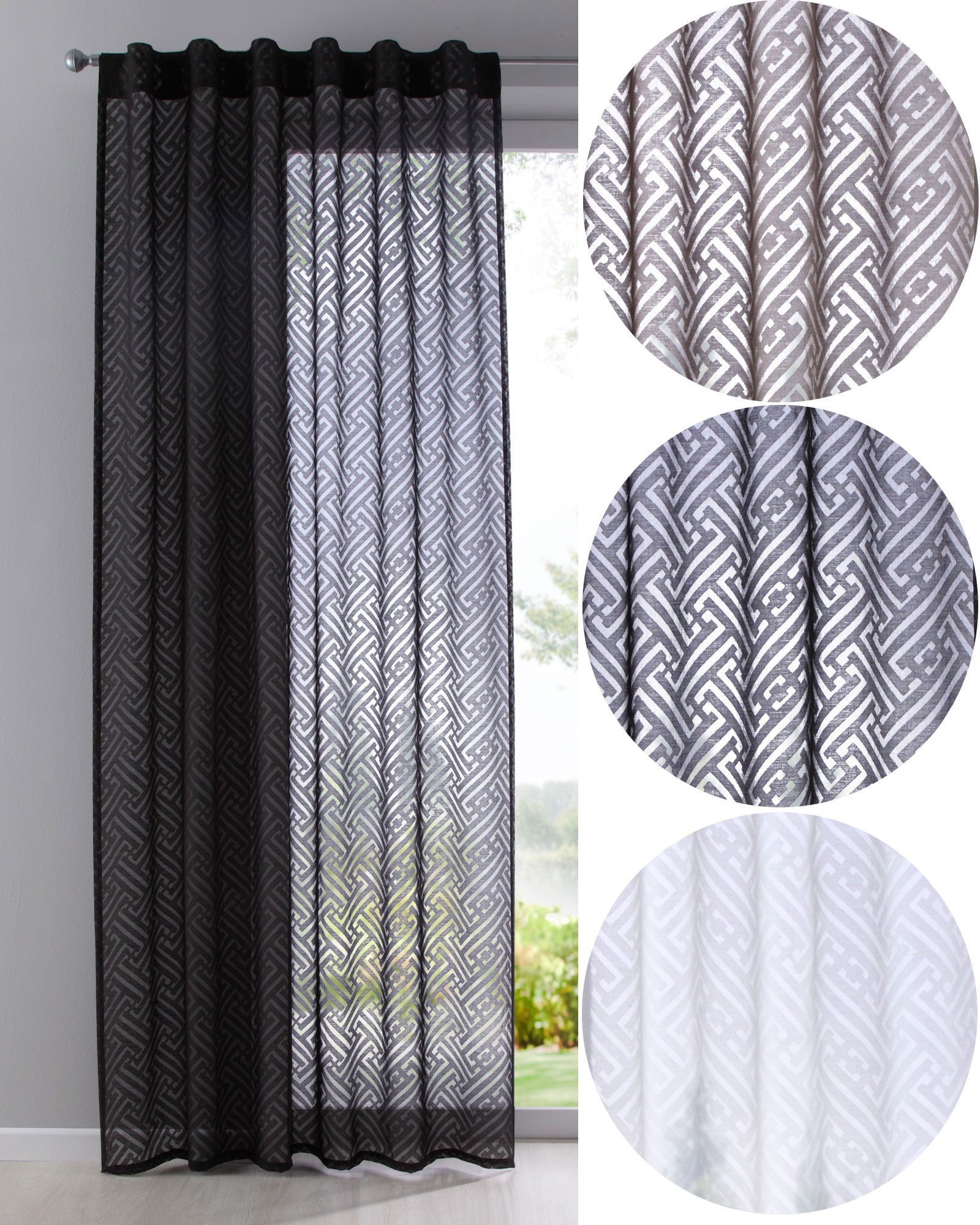 Gardine Vorhang Schal verdeckte Schlaufen Ausbrenner Qulität modern mit abstraktem Muster 63000