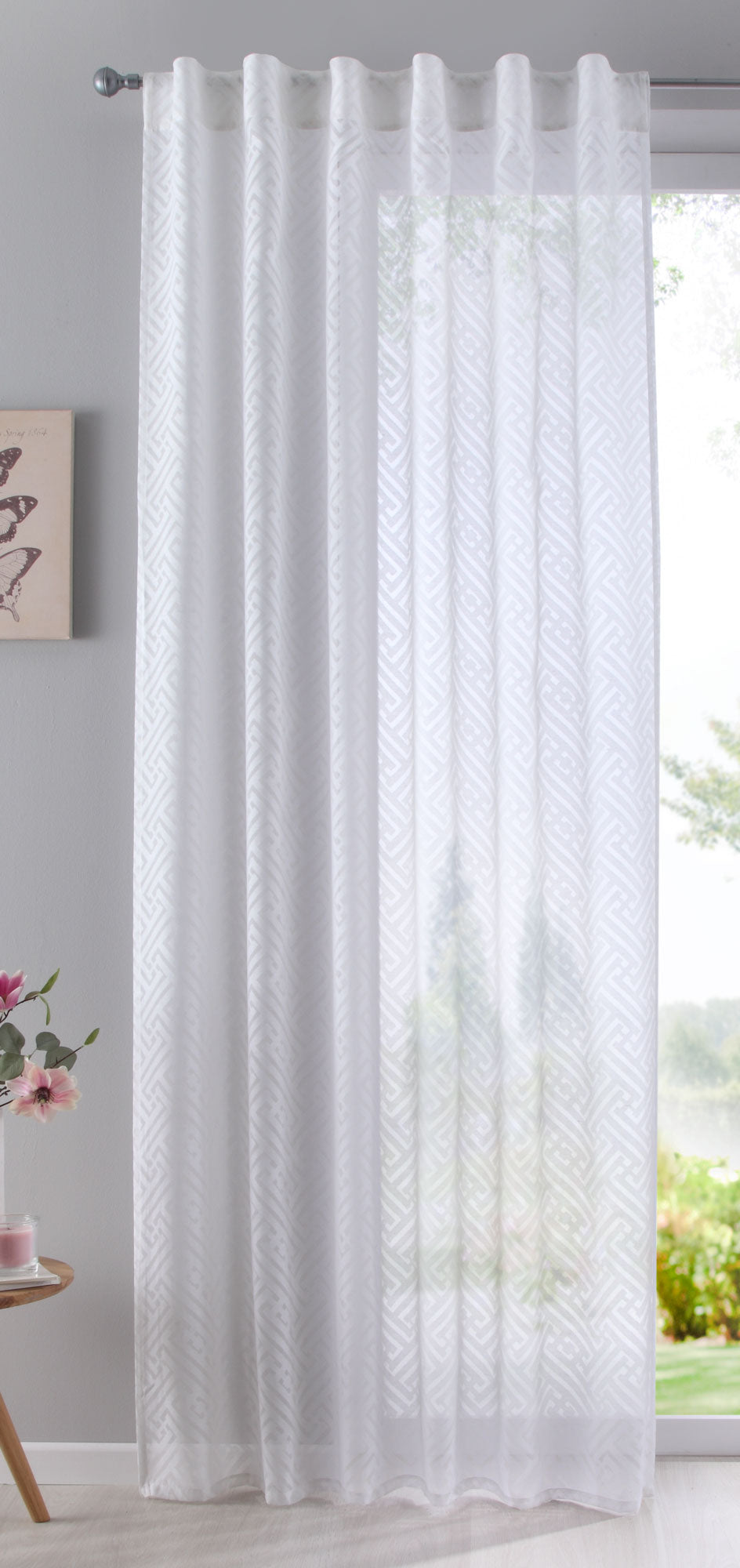 Gardine Vorhang Schal verdeckte Schlaufen Ausbrenner Qulität modern mit abstraktem Muster 63000